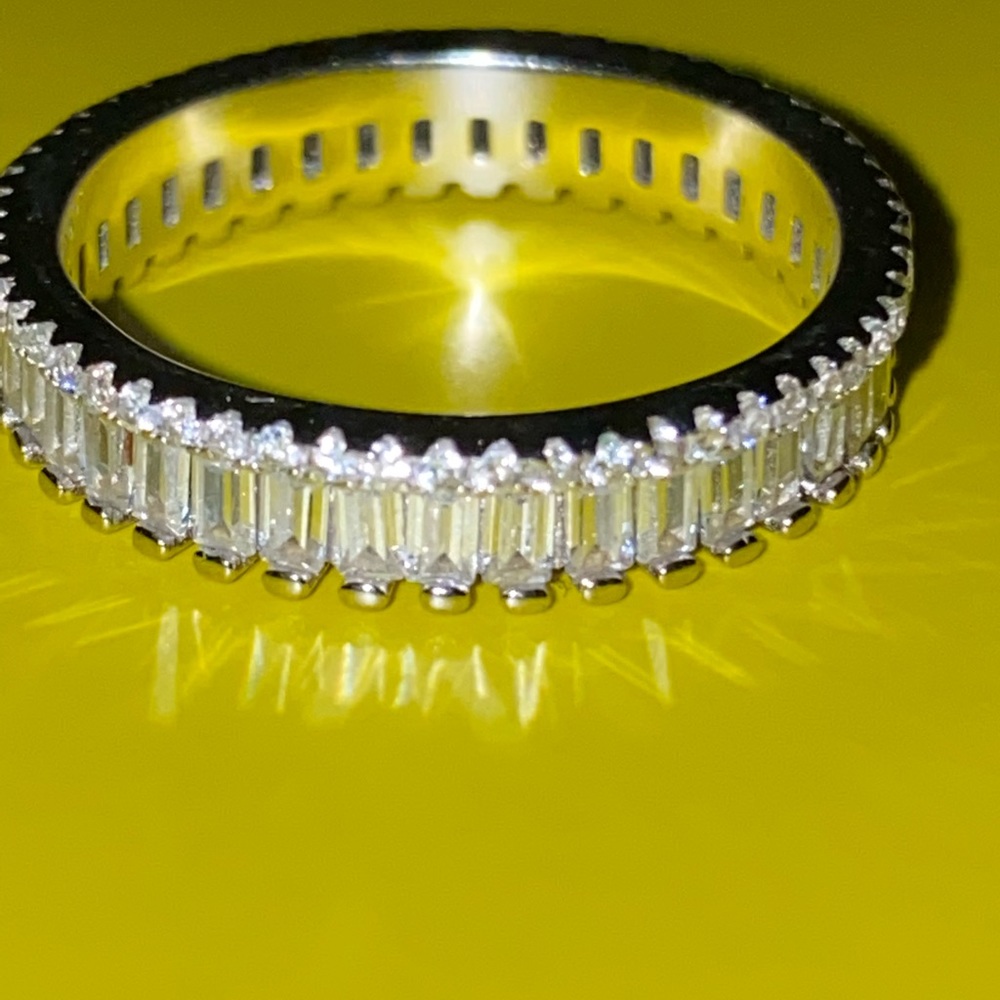 Sterling Baguette and Round CZ Eternity Ring - Picture 2 of 4